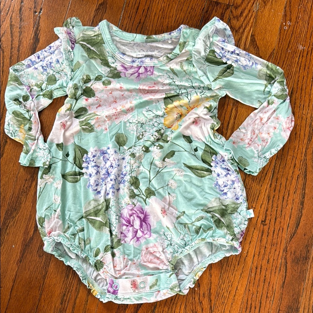 Posh Peanut Floral Long Sleeve Bubble Romper